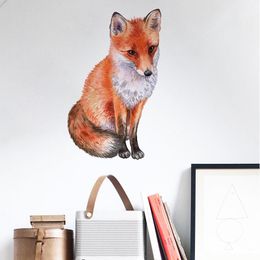 Hand Drawn Fox Wall Sticker Home Wall Decoration Living Room Decor Creative Animals Wallpaper Art Decals Self-adhesive Stickers