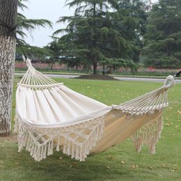 Camp Furniture Double Outdoor Hammock Camping Indoor Leisure Exotic Wind Tassel Curved Stick Wholesale FULLLOVE