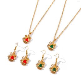 Chains Christmas Cute Fashion Drip Oil Alloy Earrings Necklace Set Unique Gift Adult For Women Girls Korean Collares