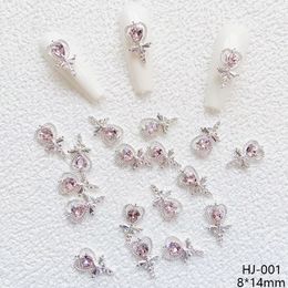 False Nails 50Pcs Fairy Stick Heart Germ Nail Charm Sailor Girl Moon Design Accessories Nail Art Supply 8*14Mm Pink Crystal Glitter Manicure 230609