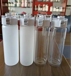 12oz 20oz sublimation frosted clear glass tumbler outdoor sports water bottle with lanyard lid 0612