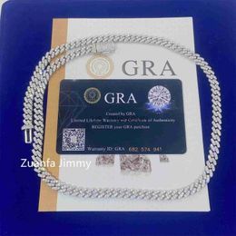 Pendant Necklaces Pass Diamond Tester Gra Certificates 6mm 8mm Width One Row 925 Sterling Silver Vvs Moissanite Cuban Link Chain Necklace J230612