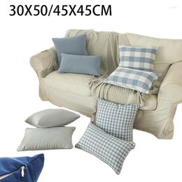 Pillow Plaid Sofa Throw Cover 30X50/45X45CM Home Office Waist Pillowcases Blue Red Black Grey Green Strip