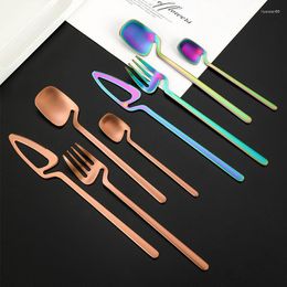 Dinnerware Sets 3Pcs Tableware Stainless Steel Cutlery Set Knife Fork And Spoon Case Travel Camping Accessories With Portable
