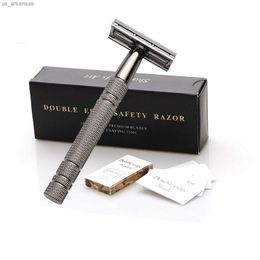 Double Edge Safety Razor With 10 Shaving Blades Premium Wet Shaving Classic Metal Manual Shavers Fits All Standard Razor Blades L230523