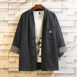 Women's Vests Jacket Denim Antique Men's Clothing Chinese Buckle Han Zen Taoist Robes