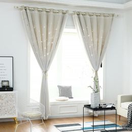 Curtain 100x250cm Double-Layer Meteor Star Eyelet Drapes Window Panel Yarn Hollow Tulle For Bedroom Living Room