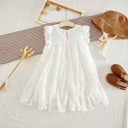 Girl's Dresses Summer Princess Dress Fashion New Baby Girl Cotton Sleeveless White For Kids