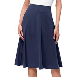 Skirts Elegant Solid High Waist A-line Midi Ski Street Relaxed Summer Women's Skiing Vacation Farda 2023 G220606