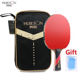 Table Tennis Raquets Huieson 4/5/6 Stars Table Tennis Rackets Double Pimples-in Rubber Profession Training Powerful Ping Pong Paddle Bat With Bag 230612