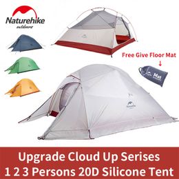 Tents and Shelters Cloud Up Outdoor Camping Tent Ultralight 1 2 3 man 20D Silica Gel Single Double Persons Tent Hiking With Free Mat 230609