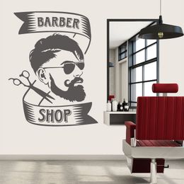 Hair salon vinyl wall decals men's style barber shop stickers window shop recruits Personalised decoration stickers mural gifts