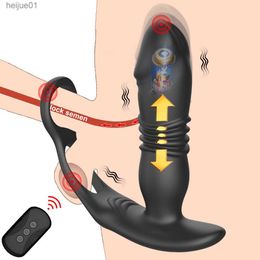 Telescopic Anal Vibrator Prostate Massage Butt Plug Prostate Stimulator Delay Ejaculation Penis Ring Dildos Sex Toys for Men Gay L230518