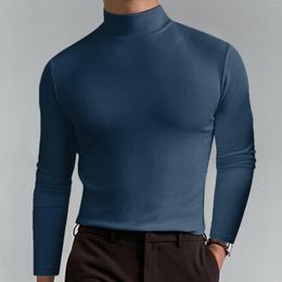 Men's T Shirts Male Autumn And Winter Solid Color Shirt Top Turtleneck Long Sleeve Blouse Cotton Fitted Men