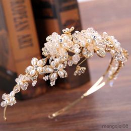 Wedding Hair Jewellery Gold Rhinestone Leaf Tiaras Headband Hairband Bridal Head Piece Accessory R230612