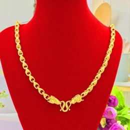 Chains Men Necklace Chain Solid Fashion Trendy Real 18k Gold Colour Male Hip Hop Clavicle Jewellery Gift