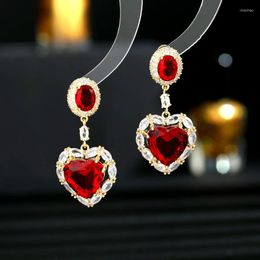 Dangle Earrings French Court Style Exaggerated Atmospheric Wholesale Super Flash Large Cubic Zirconia Heart-shaped