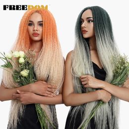 Synthetic Lace Wig Super Long 38 inch Braided Wigs For Black Women Natural Heat Resistant Green Wig Braiding Hair 230524
