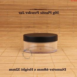 30pcs/Lot Wholesale 50g Plastic Loose Powder Jar with Sifter 50ml Bottle Cosmetic Cream Container Black Matte Cap Makeup Compacthood qt Kpdr