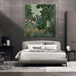 Impressionist Landscape Canvas Art The Equatorial Jungle Henri Rousseau Handmade Oil Painting Artwork Modern Room