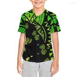 Men's Casual Shirts Men's Polynesian Tribal Hawaiian Totem Tattoo Hawaii Prints Custom Boy Baseball Jersey Personalized Printed Name