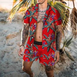 Men's Tracksuits Summer Men Hawaiian Sets Printing Short Sleeve Button Shirt Beach Shorts Two Set Streetwear Casual Holiday Men's 2 Piece Suit 230612