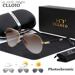 CLLOIO New Titanium Alloy Sunglasses Polarised Men's Sun Glasses Women Fashion Pilot Gradient Eyewear Photochromic Oculos De Sol L230523