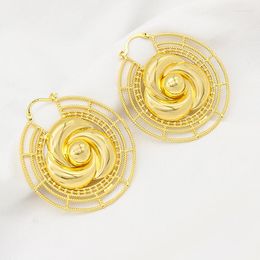 Hoop Earrings Italian For Women Openwork African Bead Flower Statement Pierced Ears Jewelry Anniversary Party Gifts