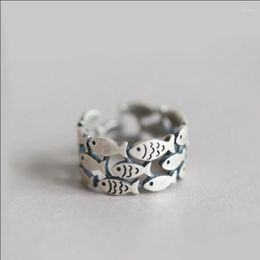 Wedding Rings Uilz Boho Vintage Silver Colour Fish For Women Lover Finger Ring Adjustable Opening Daily Bridal Jewellery