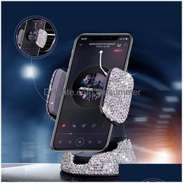 Cell Phone Mounts Holders Dhs Diamond Inlay Universal Car Cellphone Holder Bracket Windshield Mobile Mount Smartphone Stand Fori P Dhvlh