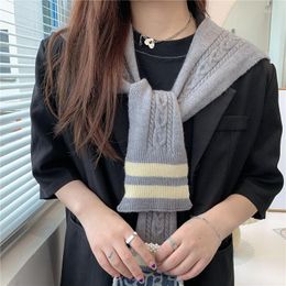 Bow Ties Linbaiway Women Knit Fake Collar Warm Wrap Shawl Female Shirt Knitted False Ladies Detachable Small Cape