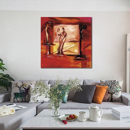 Abstract Canvas Art Red Hotties I Handcrafted Oil Painting Modern Decor Studio Apartment