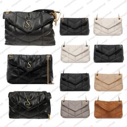 Ladies Fashion Designe PUFFER Quilted Sheepskin Chain Bags Shoulder Bag Crossbody Messenger Bag TOTE Handbags High Quality All steel hardware