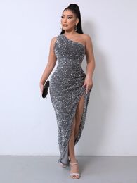 Urban Sexy Dresses 2023 Fashion Dress For Women Party Sparkly Elegant Glitter Sequin Prom Gown Ouftits Long Ribbons 230612