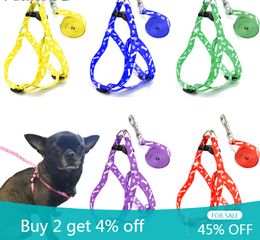 Dog Leash Chihuahua Harness Leash for Small Dog Adjustable Walking Puppy Accessories Pet Dog Bone Printing Harness Leash Set