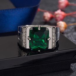 Cluster Rings Genuine 925 Sterling Silver Emerald Anel Men Wedding Bands Green Gemstone Jewellery Female Males Bizuteria Anillos De