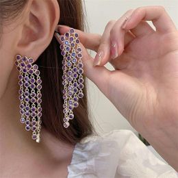 Dangle Earrings Luxury 2 Colours Long For Women Drop Clear Cubic Zirconia Tassel Wedding Party Gift Accessories
