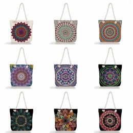 Evening Bags Flower Tote Women Eco Reusable Shopping Bag Foldable Geometry Floral Print Handbags For Lady Travelling Beach Custom Pattern