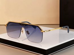 Flat Top Rectangle Sunglasses Gold Blue Gradient Men Designer Sunglasses Sunnies gafas de sol Sonnenbrille Shades UV400 Eyewear with Box