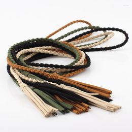 Belts Handmade Braided Women Waist Belt Vintage Thin Bohemian Designer Fringe Decors Decorative Knot Wholesale