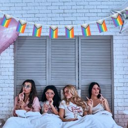Pride Flag Banner String Gay Bunting Progress Party Lesbian Decorations Parade Lgbtq Pennant Decor Garland Banners Outdoor
