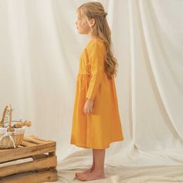 Girl's Dresses Girls Cotton And Dress Autumn New Children's Bandage Long-Sleeved Organic Kids Clothes