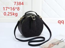 2023 New Women's Fashion Embossed Round Cute Leather Crossbody Bag Ladies Casual Single Shoulder Bag Luxury Brand Designer Handbag 7384