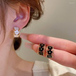 Stud Earrings Minar Korean Style Hollow Out Floral C Shaped For Women White Black Color Acrylic Flower Chunky Earring Oorbellen