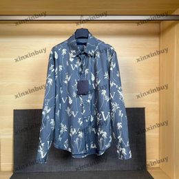 xinxinbuy Men designer Tee t shirt 23ss leaf ear wheat pattern print short sleeve cotton women blue white black S-XL