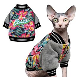 Clothing Clothes for Cats Winter Thicken Warm Pet Cat Dog Coat Jackets Cotton Kitten Kitty Clothing Flower Printed Cat Costumes Outfits