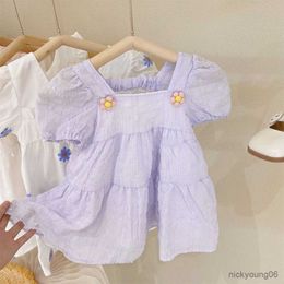 Girl's Dresses Print Summer Kids Toddler Girls Clothes Purple Birthday Dress Infant Girl Mesh Princess R230612