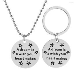 Keychains The Inspirational Gift Fashion Stainless Steel Keychain Necklace Lettering Dream Notes To Friends DIY Custom Wholesale