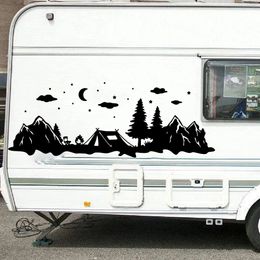 Large Camper Rv Tent In Forest Moon Star Wall Sticker Kids Room Camping Travel Tree Sky Decal Motorhome Car Vinyl Home Decor