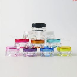 100 x 3g Mini Travel Refillable plastic cosmetic make up cream jar sample display square bottle Containers PS materialgood Hoiho